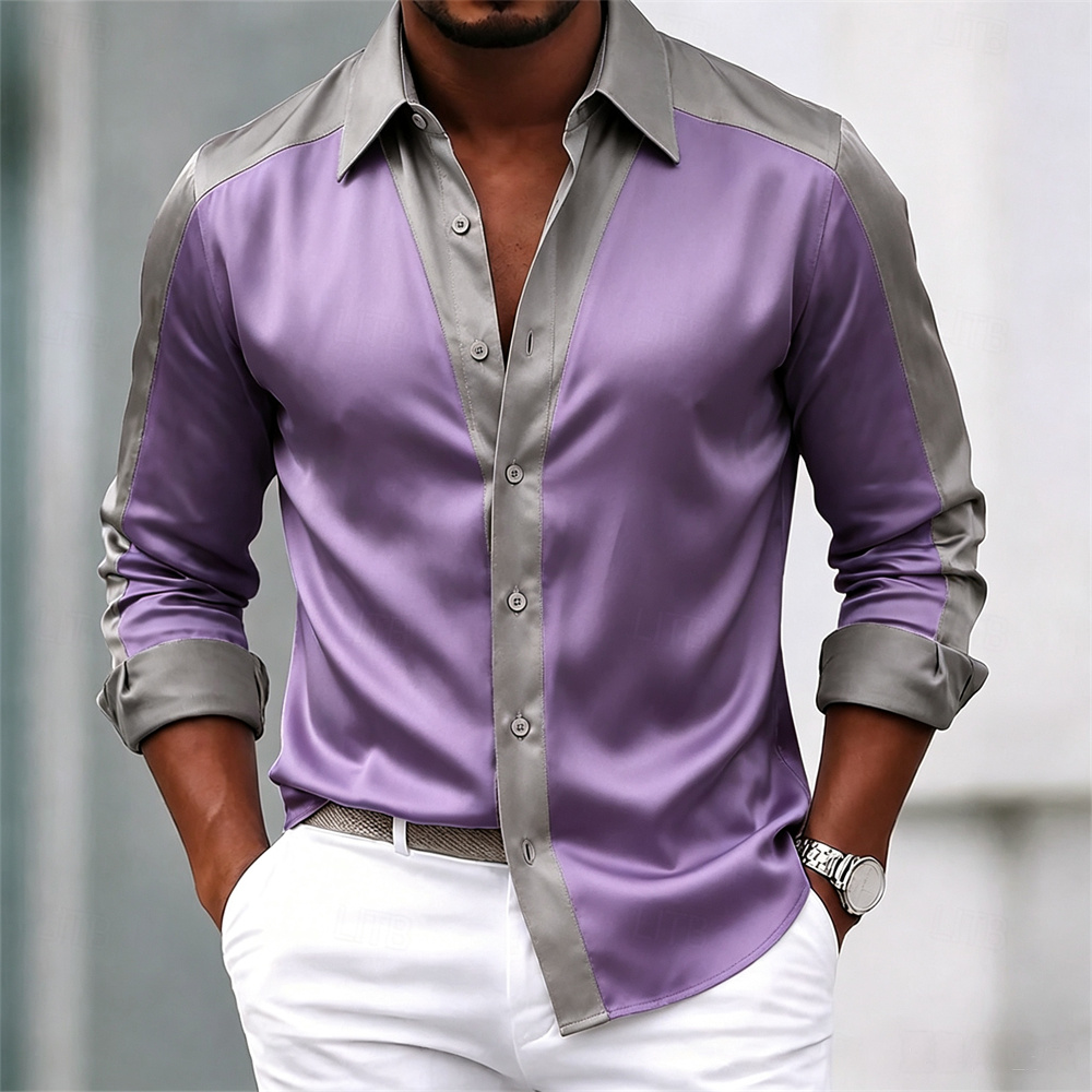 Men's shirt satin shirt dress  - đánh giá và giá Mens Satin Silk Dress Shirt