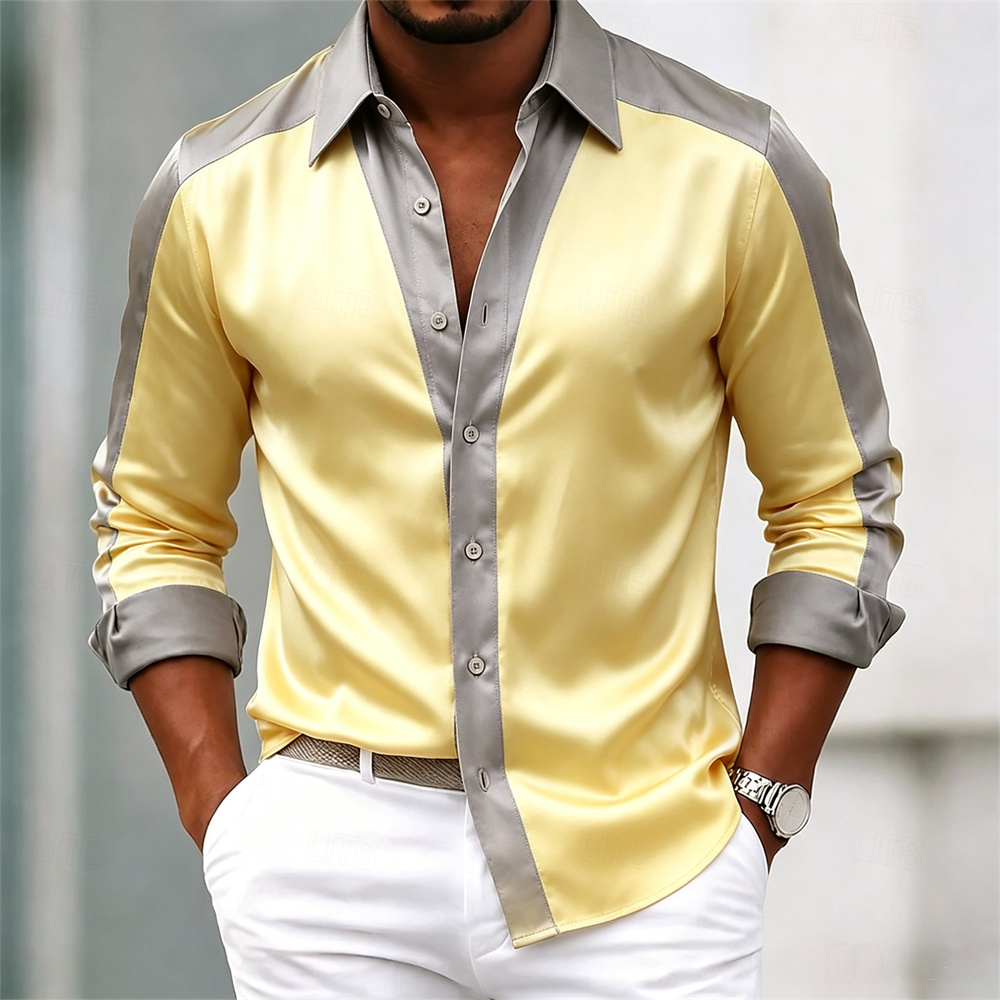 Men's shirt satin shirt dress  - đánh giá và giá Mens Satin Silk Dress Shirt