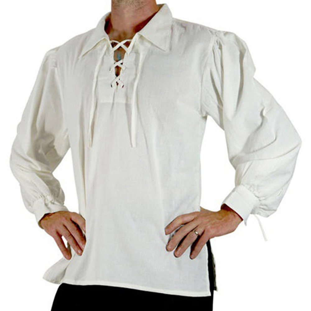 Men Medieval Renaissance Costu - đánh giá và giá Medieval Gothic Lace Up Pirate Shirt