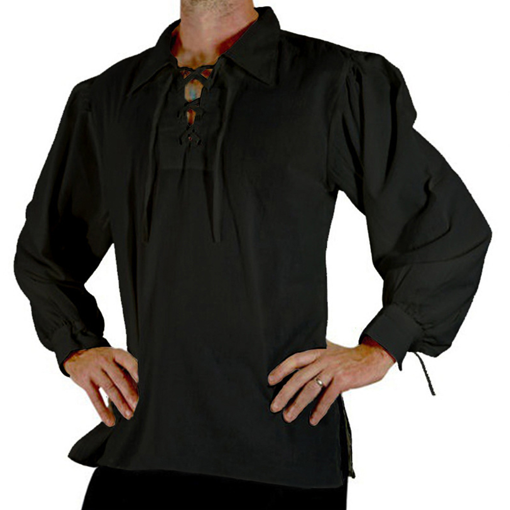 Men Medieval Renaissance Costu - đánh giá và giá Medieval Gothic Lace Up Pirate Shirt