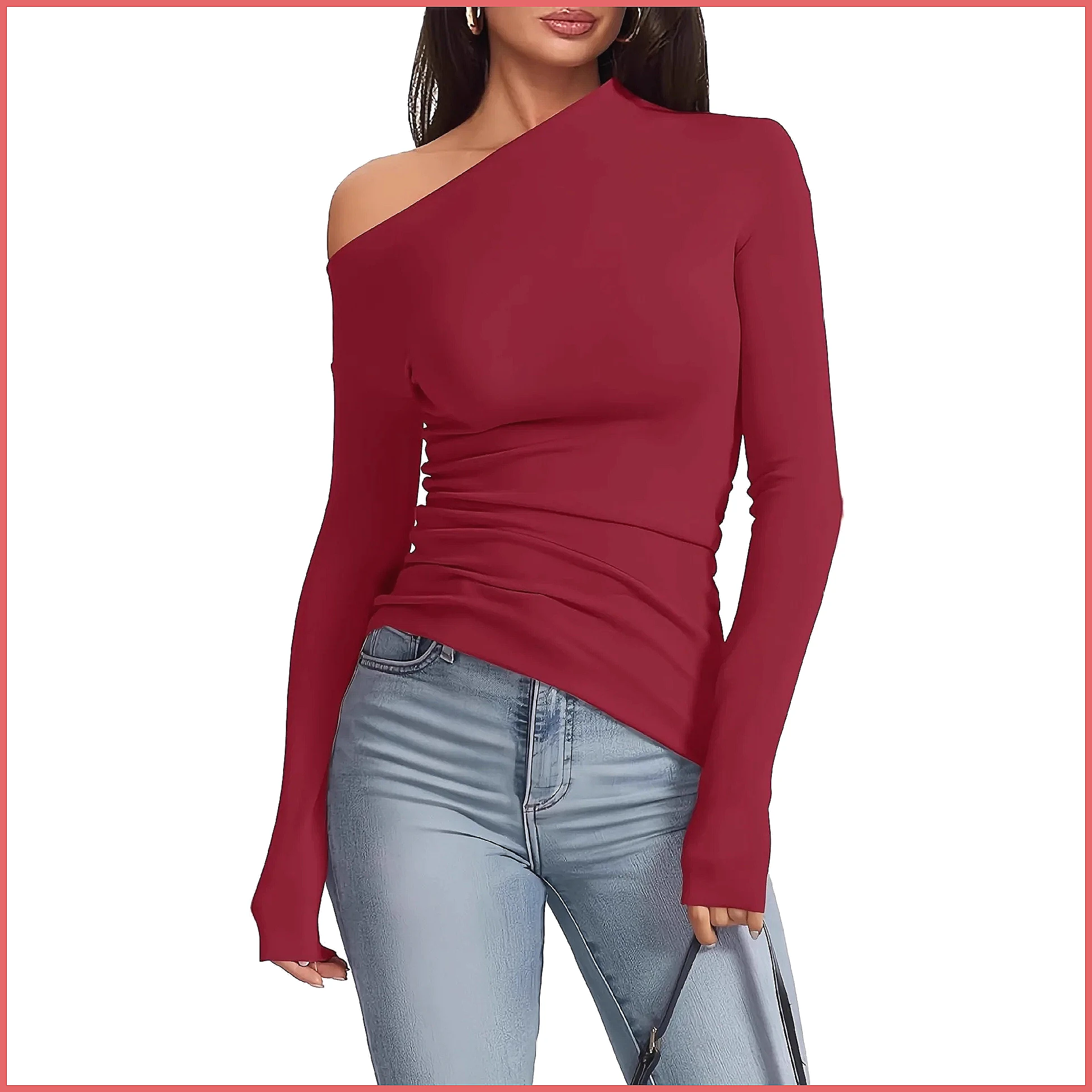 Off-Shoulder Long Sleeve T-Shi - đánh giá và giá T-Shirts