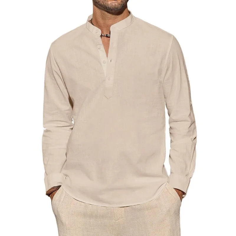 Men's Long Sleeve T-Shirts Cas - đánh giá và giá Mens Linen Shirt Long Sleeve