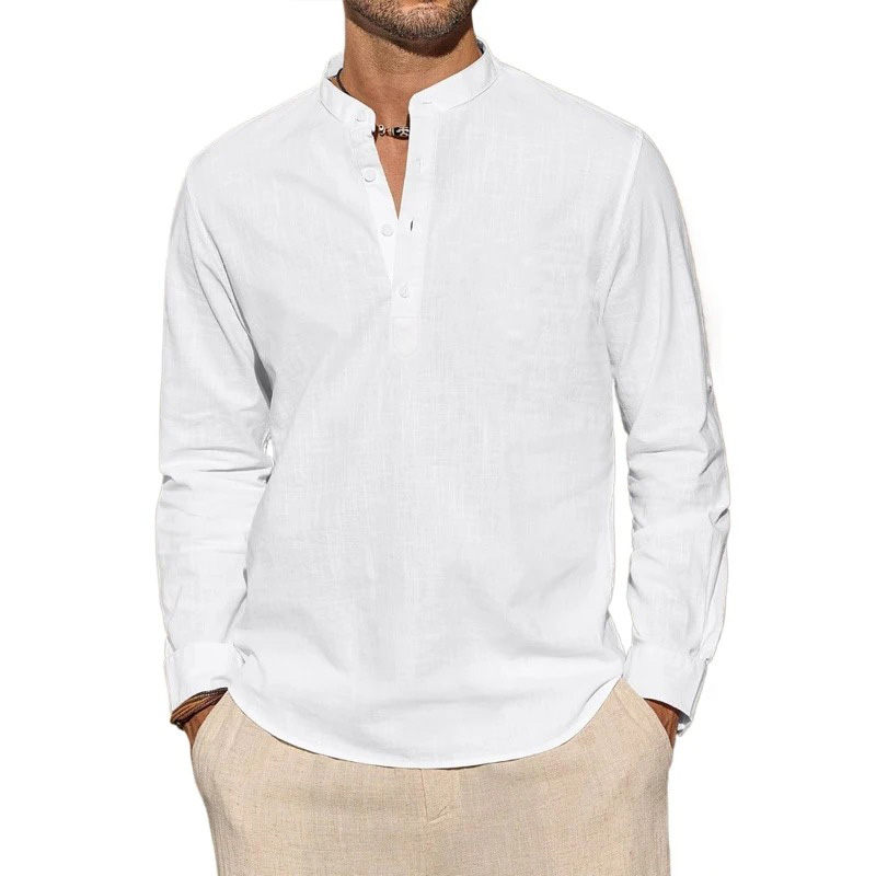 Men's Long Sleeve T-Shirts Cas - đánh giá và giá Mens Linen Shirt Long Sleeve