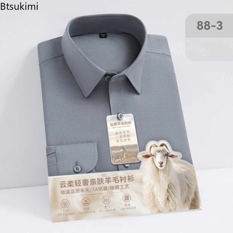New Hight Quality Wool Modal L - đánh giá và giá Mandarin Collar Formal Shirt Slim Fit
