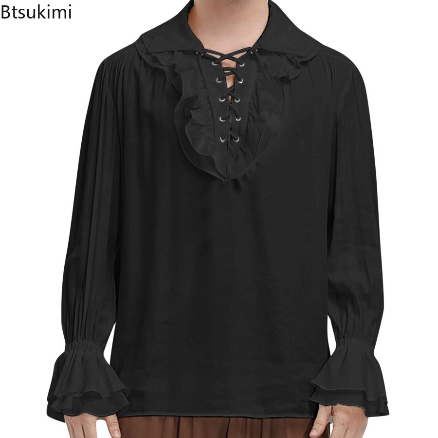 Men's Medieval Renaissance Pir - đánh giá và giá Medieval Gothic Lace Up Pirate Shirt